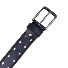 Ζώνη Δερμάτινη Μαύρη με Διπλές Τρύπες F-1962 2