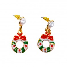 Σκουλαρίκια Κρεμαστά Χριστουγεννιάτικο Στεφάνι 2