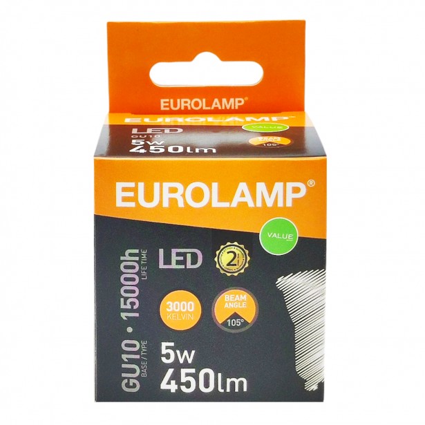 Λάμπα LED Θερμό Λευκό GU10 Eurolamp 180-77816 5W