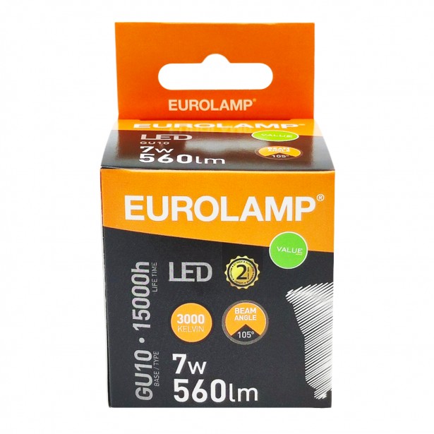 Λάμπα LED Θερμό Λευκό GU10 Eurolamp 180-77826 7W