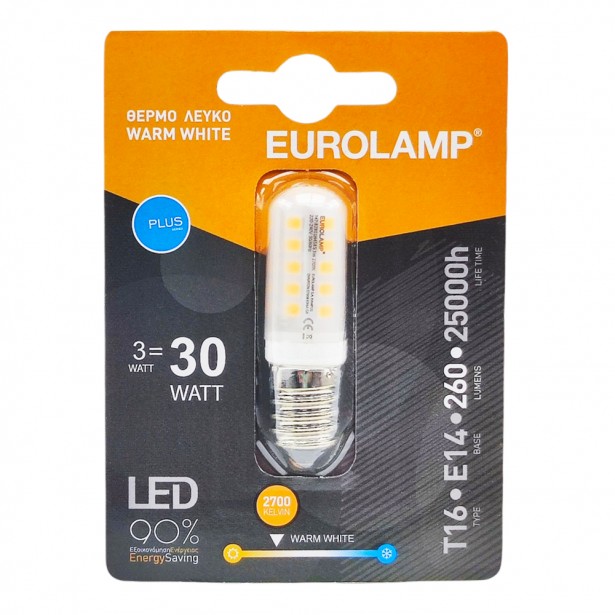 Λάμπα Ψυγείου LED Θερμό Λευκό Τ16 E14 Eurolamp...