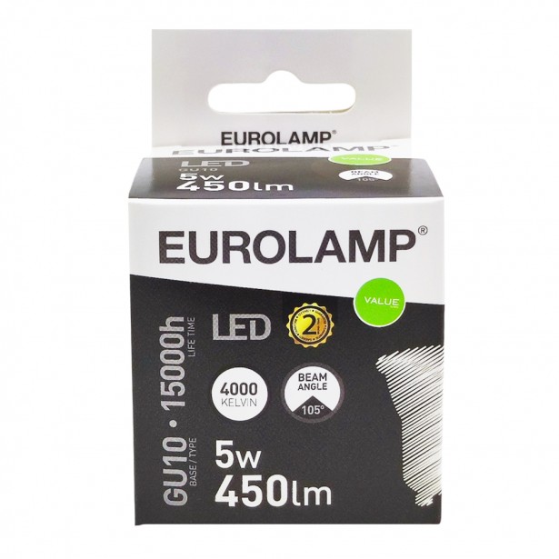 Λάμπα LED Φυσικό Λευκό GU10 Eurolamp 180-77815 5W