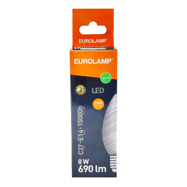 Λάμπα LED Θερμό Λευκό C37 Ε14 Eurolamp...