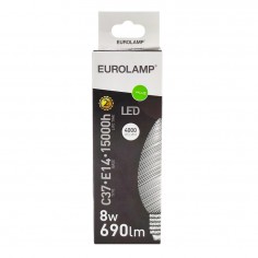 Λάμπα LED Φυσικό Λευκό C37 Ε14 Eurolamp 180-77211 8W 2
