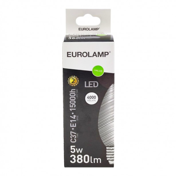 Λάμπα LED Φυσικό Λευκό C37 Ε14 Eurolamp...