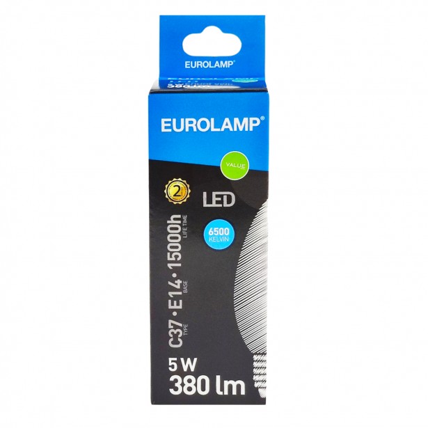 Λάμπα LED Ψυχρό Λευκό C37 Ε14 Eurolamp...