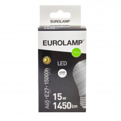 Λάμπα LED Φυσικό Λευκό A65 Ε27 Eurolamp 180-77013 15W 2