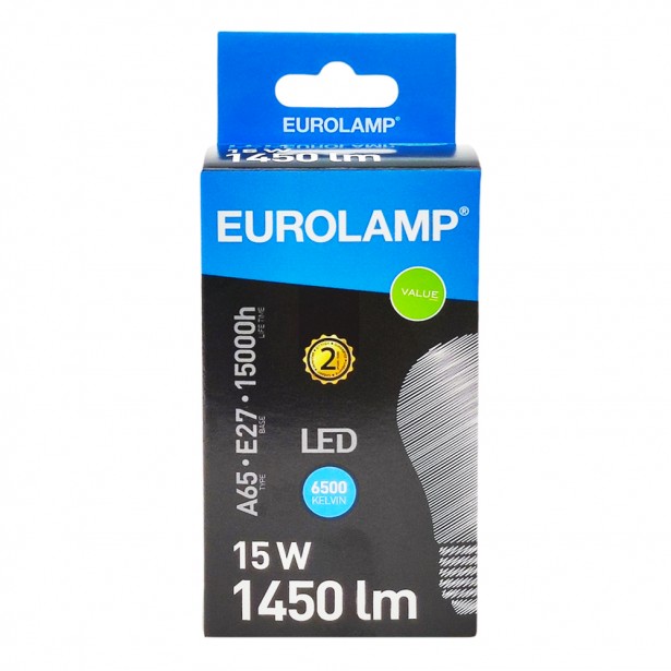 Λάμπα LED Ψυχρό Λευκό A65 Ε27 Eurolamp...