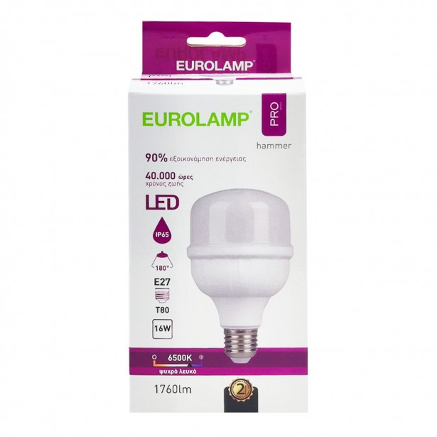 Λάμπα LED Ψυχρό Λευκό T80 E27 Eurolamp...