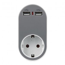 Αντάπτορας Σούκο με 2 USB & Προστασία Επαφών Eurolamp 147-09010