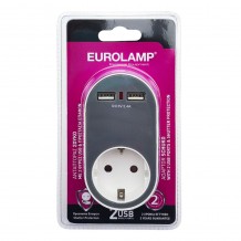 Αντάπτορας Σούκο με 2 USB & Προστασία Επαφών Eurolamp 147-09010