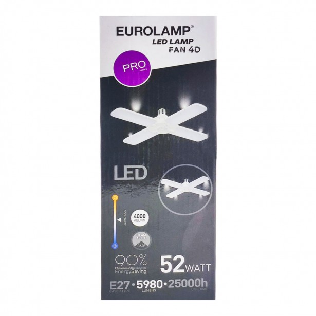 Λάμπα LED FAN 4D Φυσικό Λευκό E27 Eurolamp...