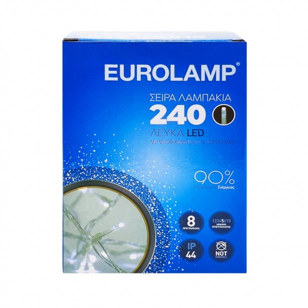 Λαμπάκια 240 Ψυχρό Λευκό Led με Πρόγραμμα Eurolamp 600-11580 3,6W