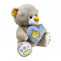 Λούτρινο Αρκουδάκι με Χρυσή Καρδιά Amek Toys 35cm 2