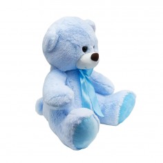 Λούτρινο Αρκουδάκι Γαλάζιο με Κορδέλα Amek Toys 30cm 2