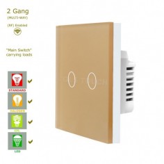 Διακόπτης Αφής Διπλός Γυάλινος Χρυσός WiFi & RF 2