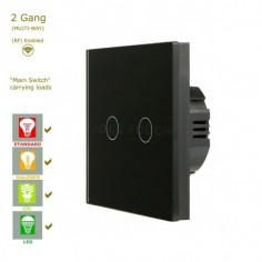 Διακόπτης Αφής Διπλός Γυάλινος Μαύρος WiFi & RF 2