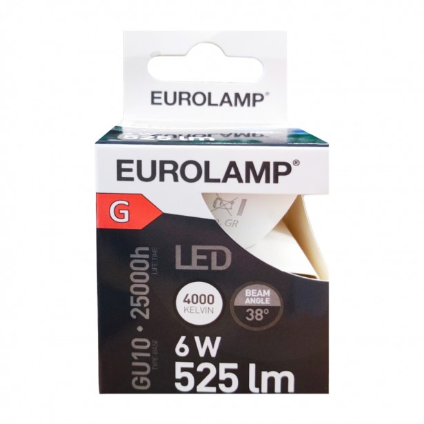 Λάμπα LED Φυσικό Λευκό GU10 Eurolamp 147-77821 6W