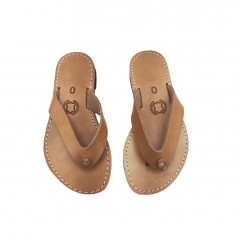 Σανδάλια Δερμάτινα με Διχάλα Καφέ Kouros Leather 0086 2