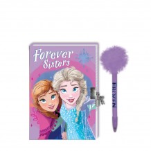 Σετ 2τμχ Ημερολόγιο με Κλειδαριά & Στυλό με Pom Pom Frozen Forever Sisters Διακάκης 563127