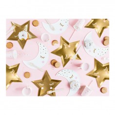 Σετ 6τμχ Πιάτα Χάρτινα για Πάρτυ Σχήμα Χρυσό Αστέρι 2