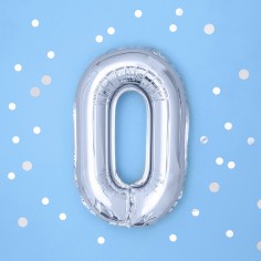 Μπαλόνι Μεταλλιζέ Αριθμός 0 Ασημί 2