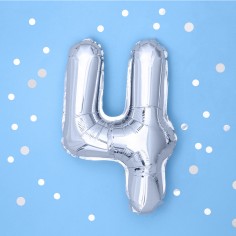 Μπαλόνι Μεταλλιζέ Αριθμός 4 Ασημί 2