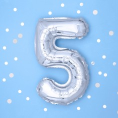 Μπαλόνι Μεταλλιζέ Αριθμός 5 Ασημί 2