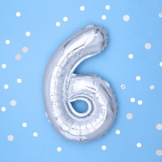 Μπαλόνι Μεταλλιζέ Αριθμός 6 Ασημί 2