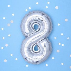 Μπαλόνι Μεταλλιζέ Αριθμός 8 Ασημί 2