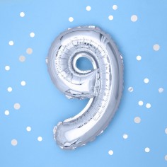Μπαλόνι Μεταλλιζέ Αριθμός 9 Ασημί 2