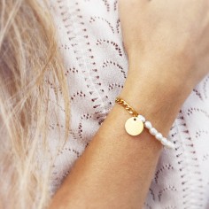 Βραχιόλι Αλυσίδα με Μαργαριτάρια και Στρογγυλό Μοτίφ 2
