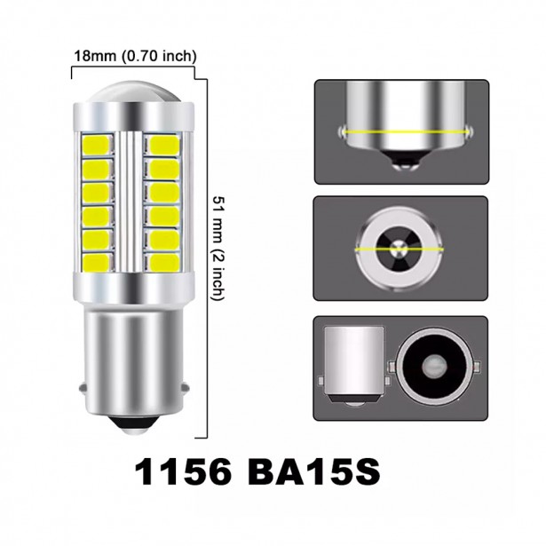 Σετ 2τμχ Λάμπες LED 33SMD BA15S 1156 51mm