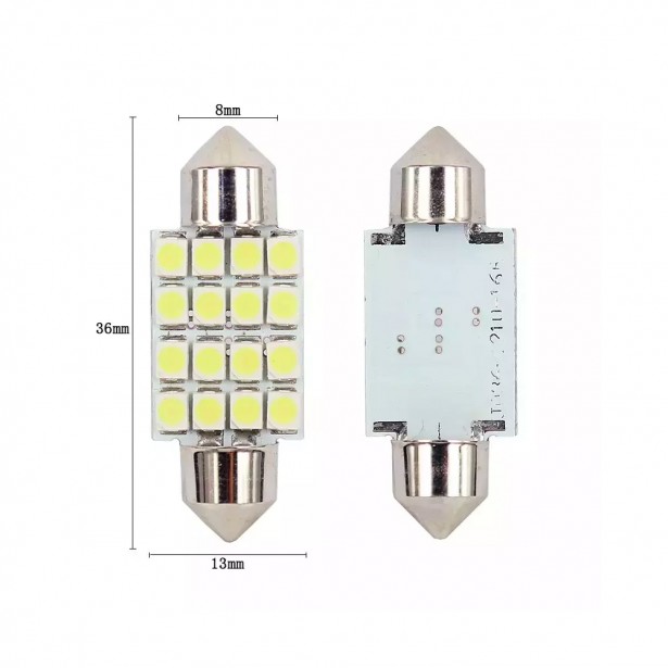 Σετ 2τμχ Λάμπες Αυτοκινήτου Canbus 16LED 3528 36mm