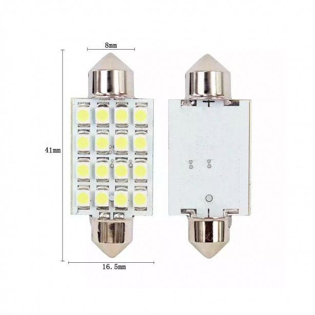 Σετ 2τμχ Λάμπες Αυτοκινήτου Canbus 16LED 3528 41mm