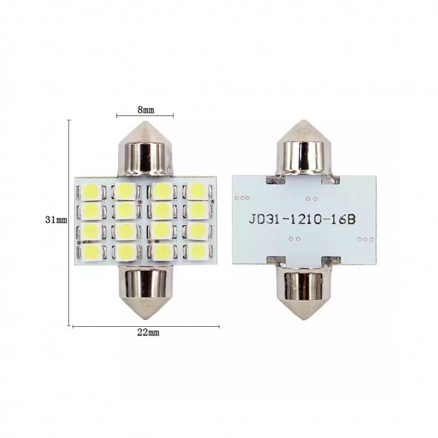 Σετ 2τμχ Λάμπες Αυτοκινήτου Canbus 16LED 3528 31mm