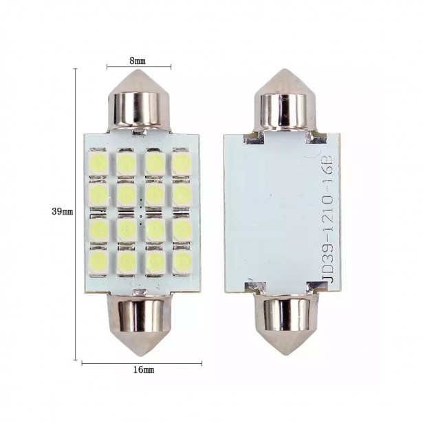 Σετ 2τμχ Λάμπες Αυτοκινήτου Canbus 16LED 3528 39mm