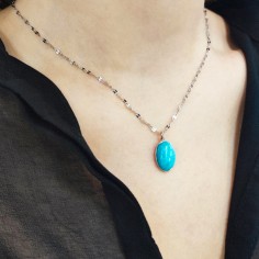 Κολιέ Αλυσίδα με Τιρκουάζ Οβάλ Πέτρα 2