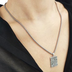 Κολιέ Επάργυρο Μοτίφ με Ιερογλυφικά 2