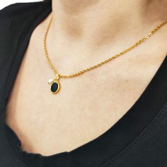 Κολιέ Επίχρυσο με Στρογγυλό Μοτίφ και Μαργαριτάρι 2