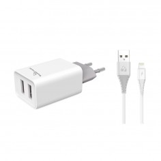 Φορτιστής με 2 Θύρες USB & Καλώδιο Lightning Powertech PT-777