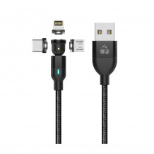 Καλώδιο Φόρτισης USB 3 σε 1 Μαγνητικό Μαύρο Powertech PTR-0103 2m