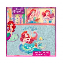 Σετ 8τμχ Κασετίνα με Στυλό & Αυτοκόλλητα Princess Ariel Διακάκης 563841