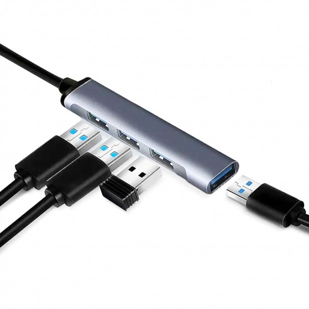 Αντάπτορας Hub USB Type-C με 4 Θύρες Γκρι...