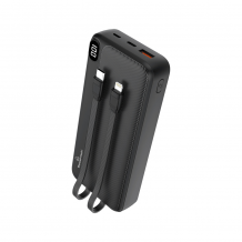 Power Bank με 2 Καλώδια Εξόδου & Οθόνη Powertech PT-1064 20000mAh