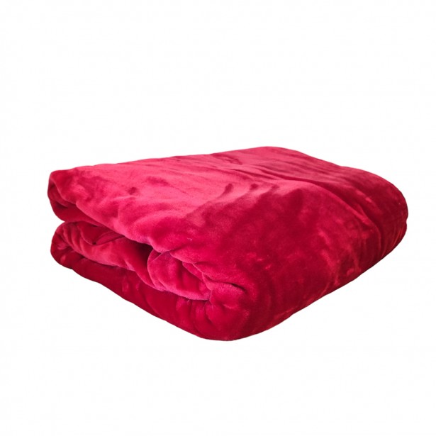 Κουβέρτα Μονή Βελουτέ Coperta Red Nima 160x220cm