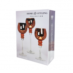 Σετ 3τμχ Κηροπήγια Γυάλινα Ροζ Χρυσό 2