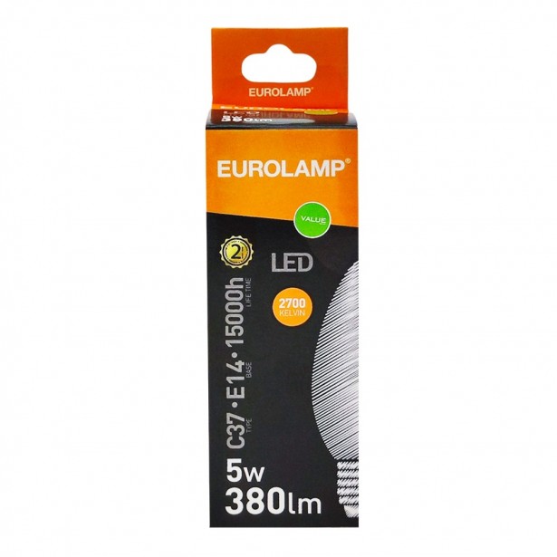 Λάμπα LED Θερμό Λευκό C37 Ε14 Eurolamp...