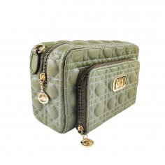 Τσάντα Χιαστί από Συνθετικό Δέρμα Καπιτονέ Χακί Angel Polo 4750 2