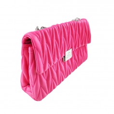 Τσάντα Χιαστί από Συνθετικό Δέρμα Καπιτονέ Φούξια Angel Polo 4485 2